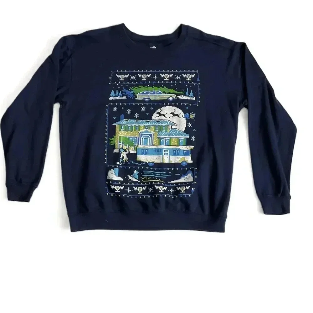 TeeFury Blue Graphic Long Sleeve Crew‎ Neck Casual Sweatshirt Large